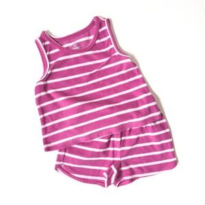Baby Gap Girls Pink and White Striped Terry Pajamas Sleep Set Size 4T